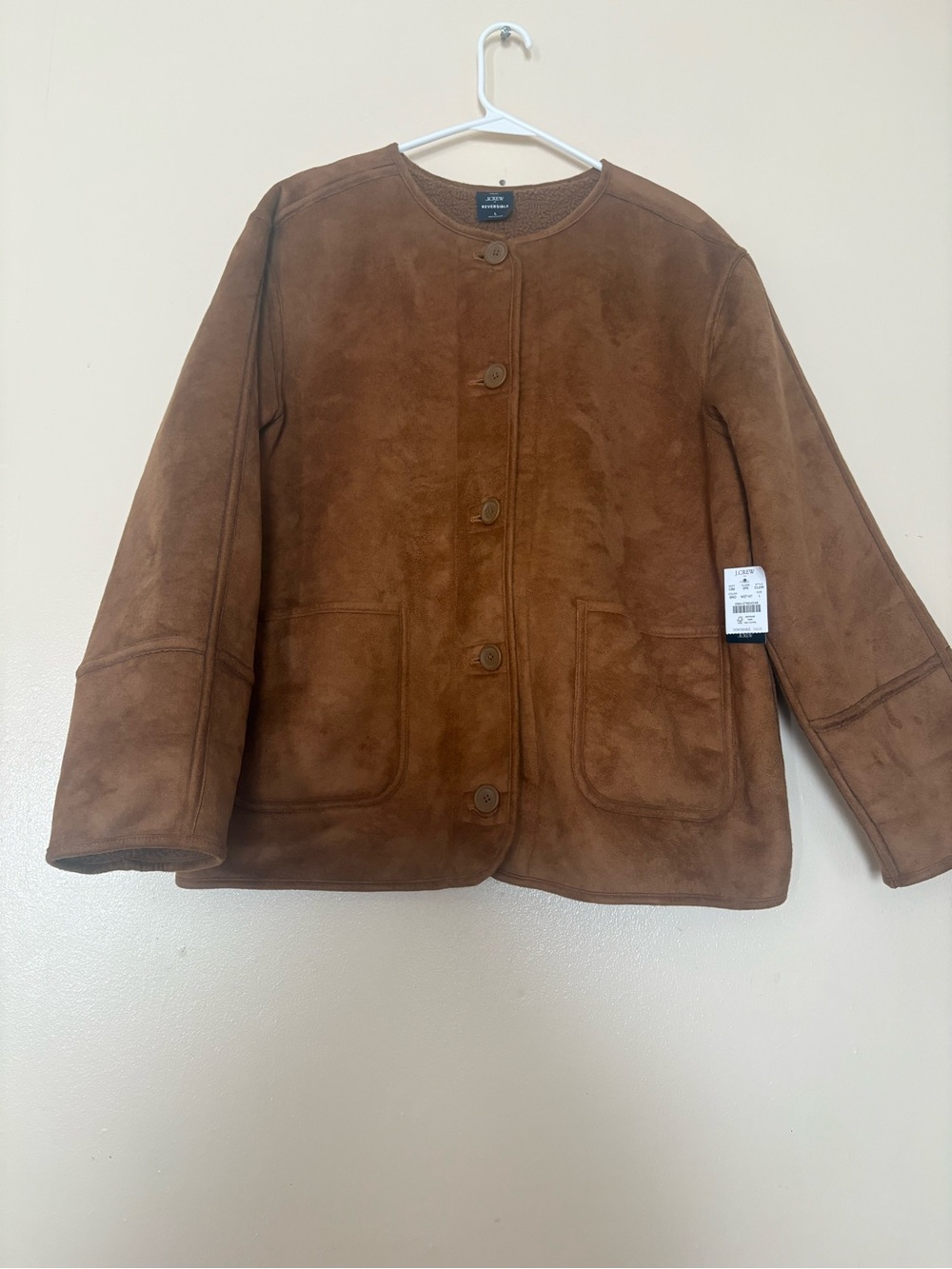 J.Crew Reversible Fuzzy Knit Sweater - Camel Brown suede.